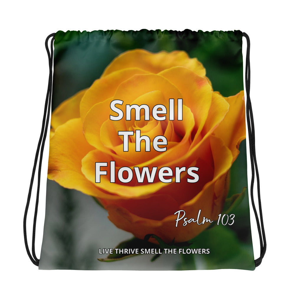 Smell The Flowers Drawstring bag