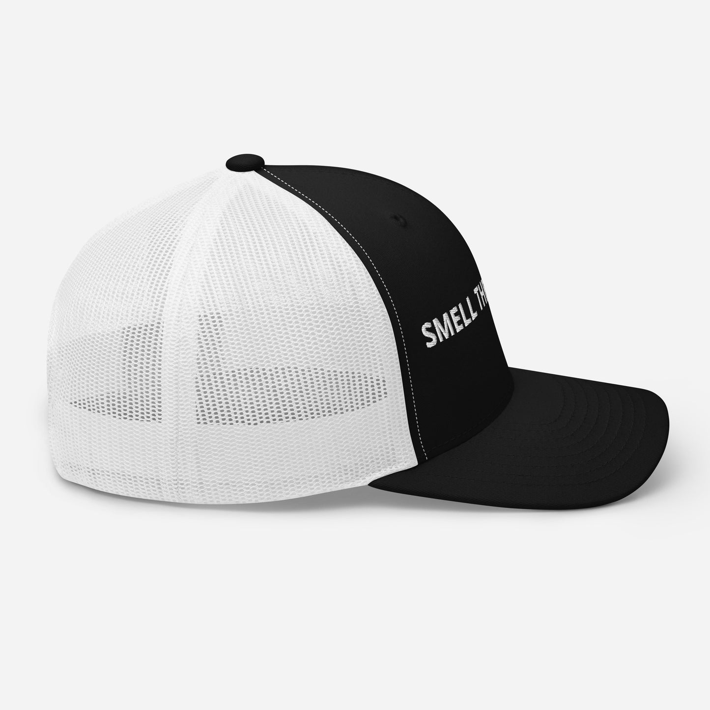 B. SMELL THE FLOWERS - BLACK AND WHITE (Trucker Cap)