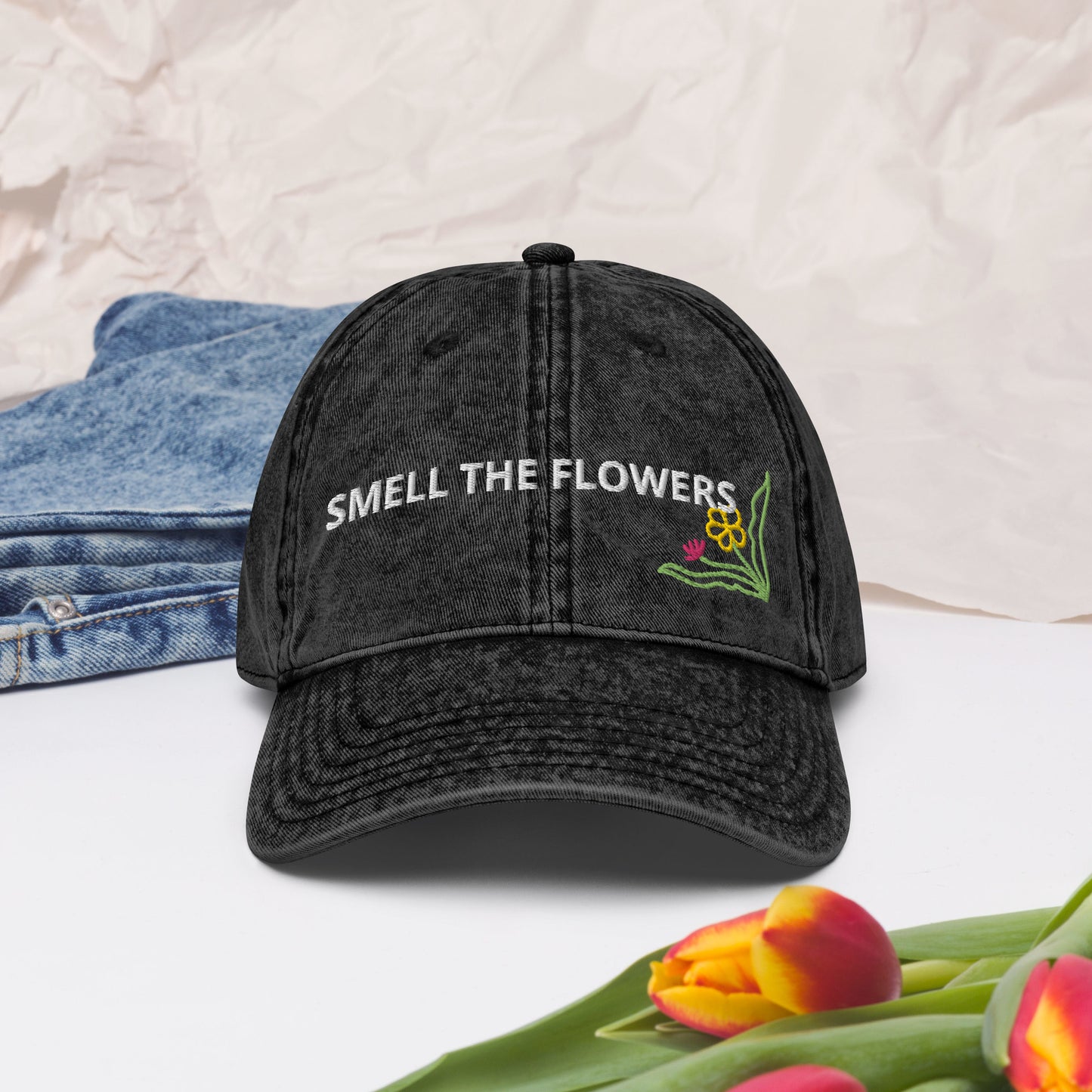 B. SMELL THE FLOWERS - Vintage Cotton Twill Cap