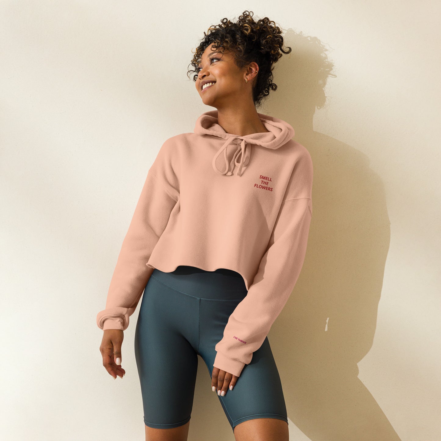 B. SMELL THE FLOWERS Crop Hoodie