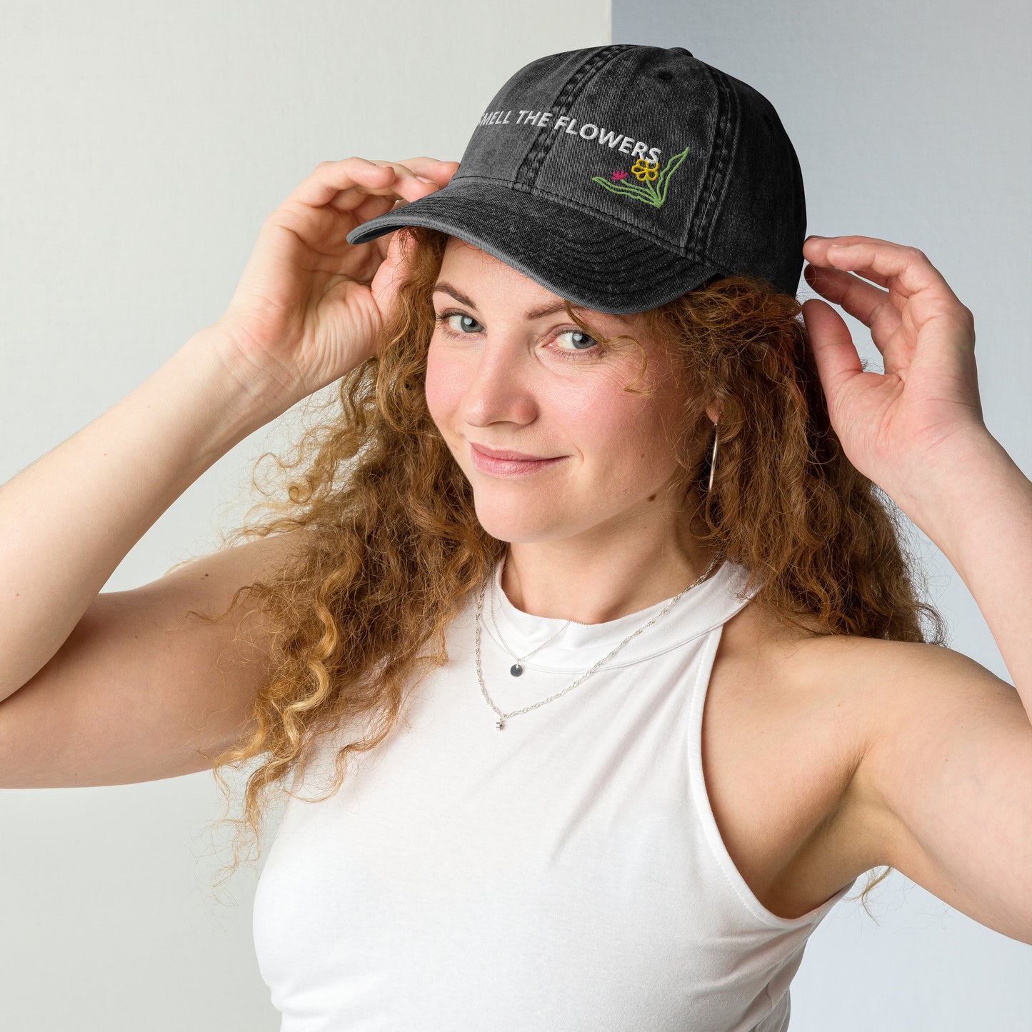 B. SMELL THE FLOWERS  - Vintage Cotton Twill Cap